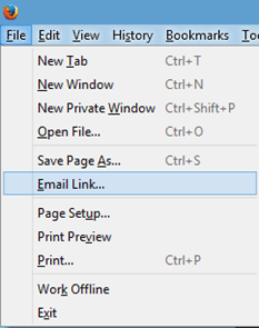 Firefox menu bar, email link